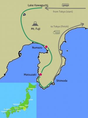 Mt Fuji foothills & Izu bike tour map